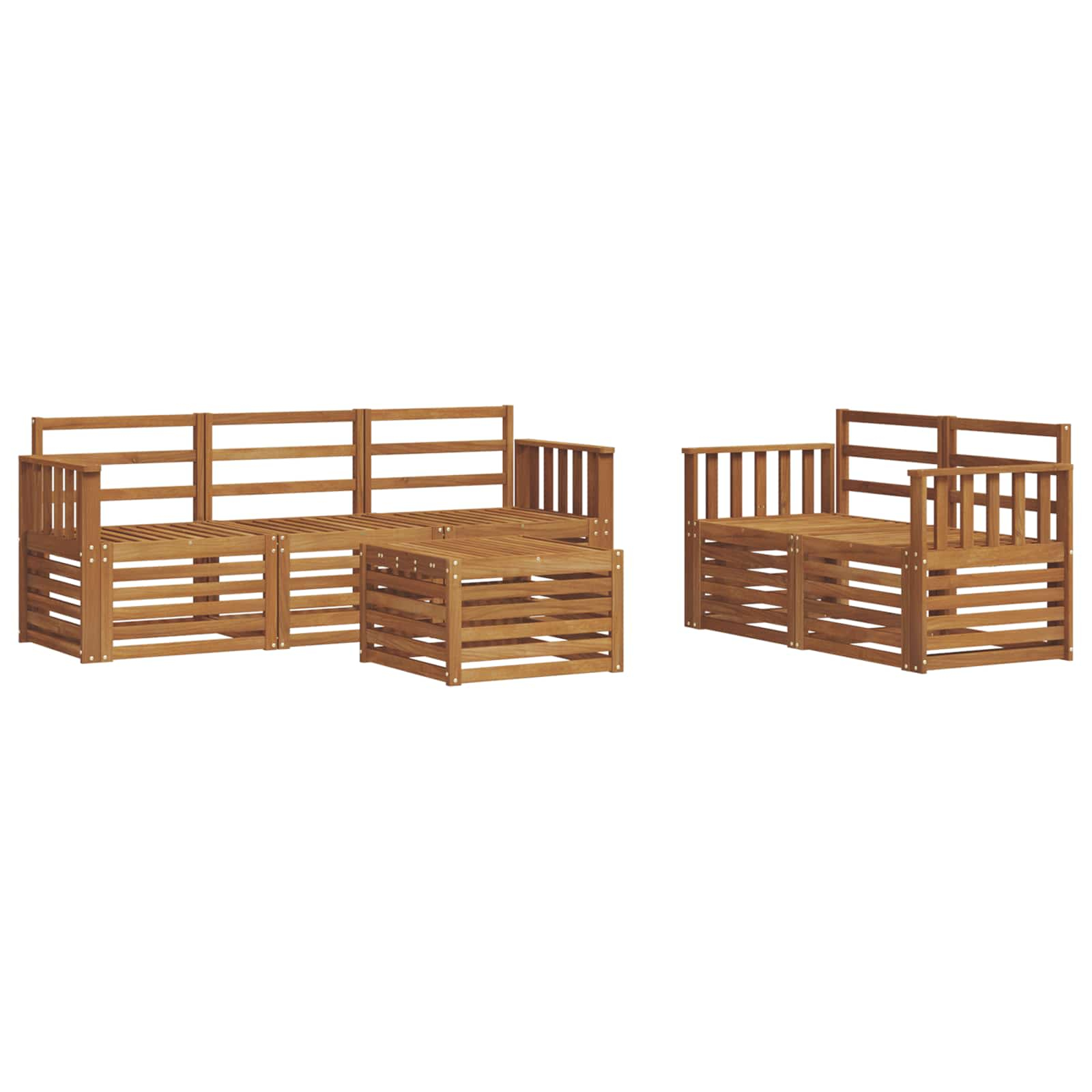 Ensembles de canapés 6 pcs naturel bois d'acacia massif
