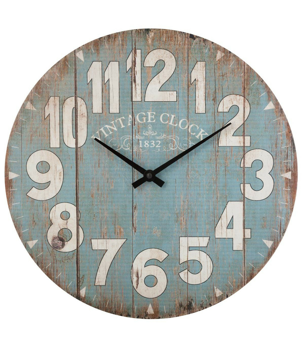 Pendule murale en bois aspect vieilli d 38 cm