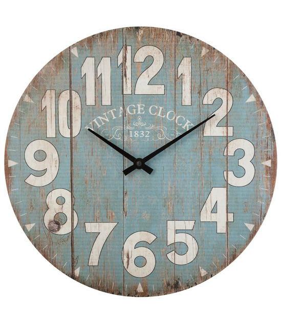 Pendule murale en bois aspect vieilli d 38 cm