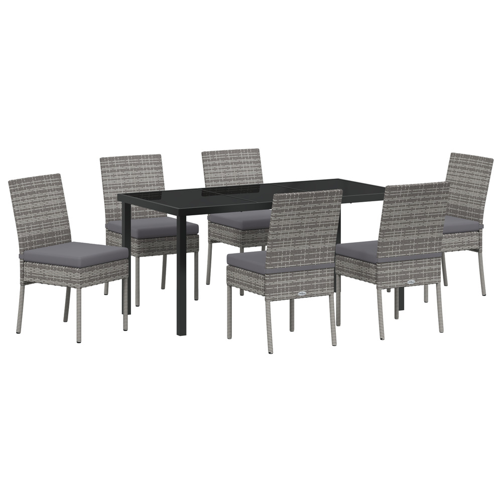 Ensemble de 7 chaises de jardin gris polyrattan