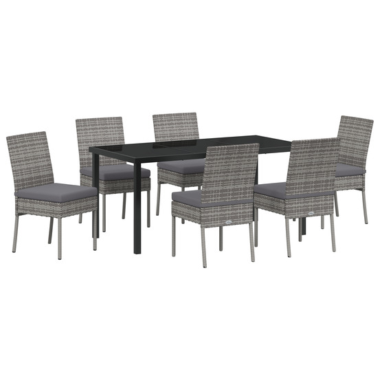 Ensemble de 7 chaises de jardin gris polyrattan