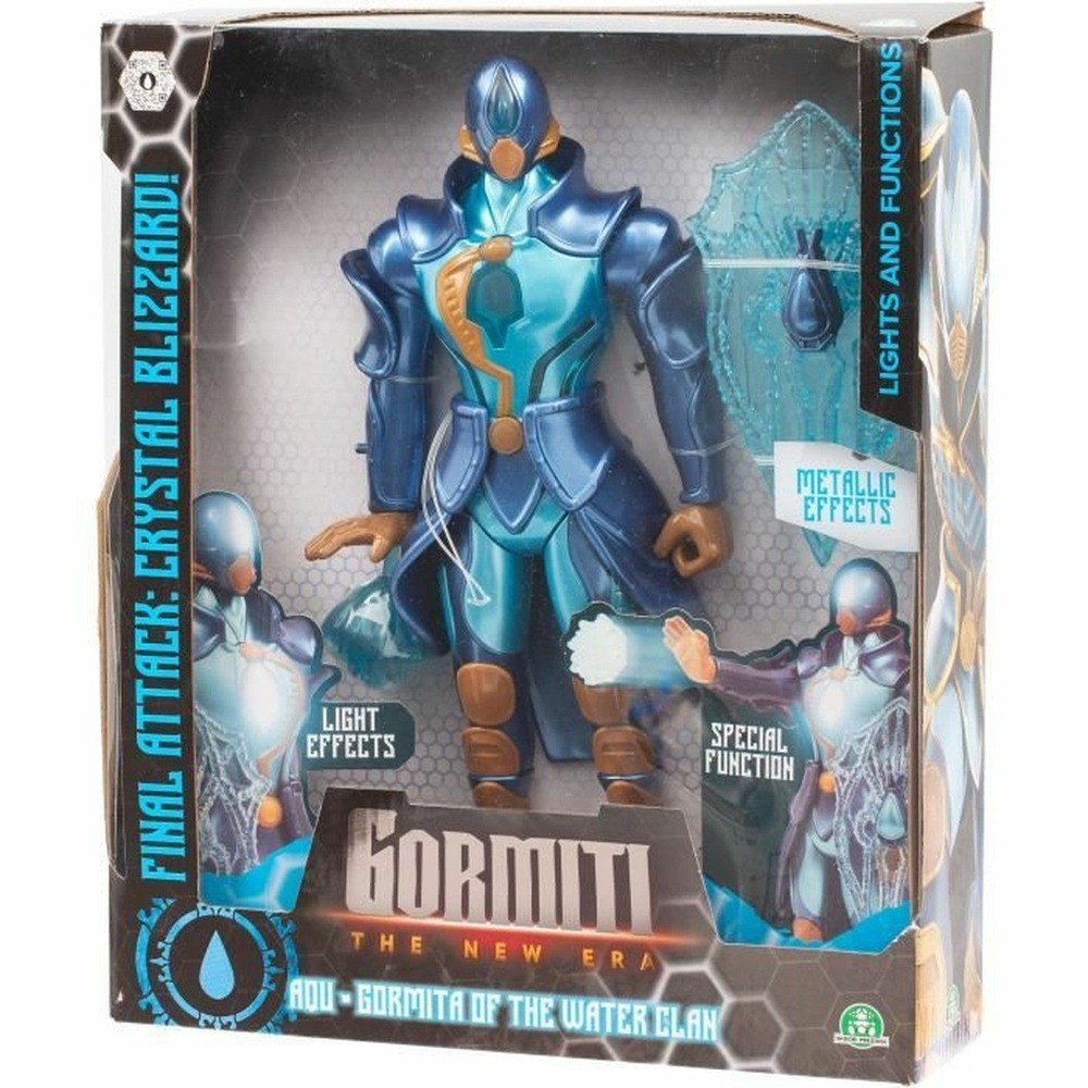 Figurine articulée gormiti avec attaque lumineuse eau - aqu - 27 cm