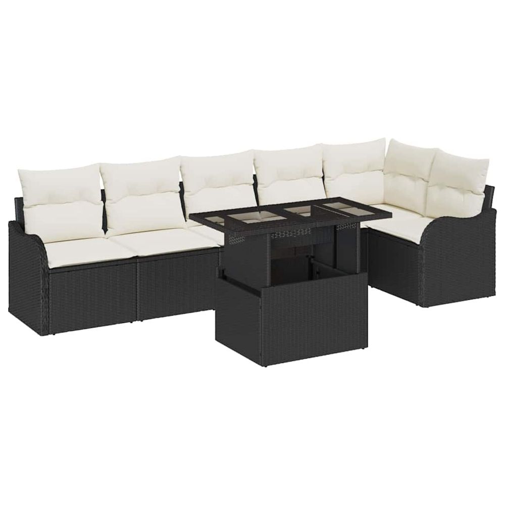 Ensemble de canapé de jardin 7 pc noir poly rattan