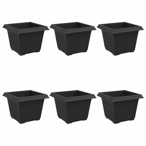 Pot de fleurs carré 6 pc noir 23 x 23 x 17,5 cm plastique