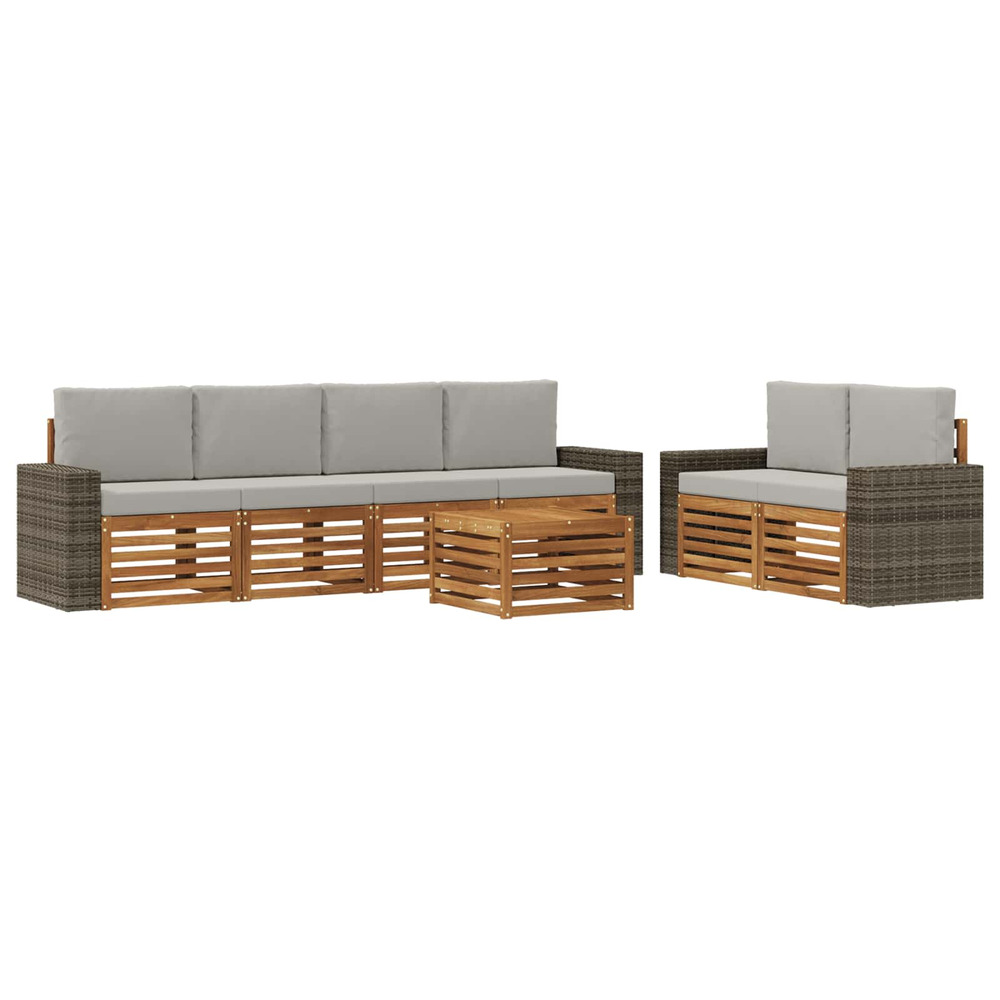 Ensemble de canapés d'extérieur 7 pcs naturel et gris clair