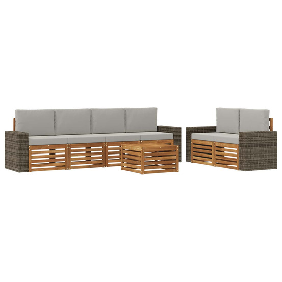 Ensemble de canapés d'extérieur 7 pcs naturel et gris clair
