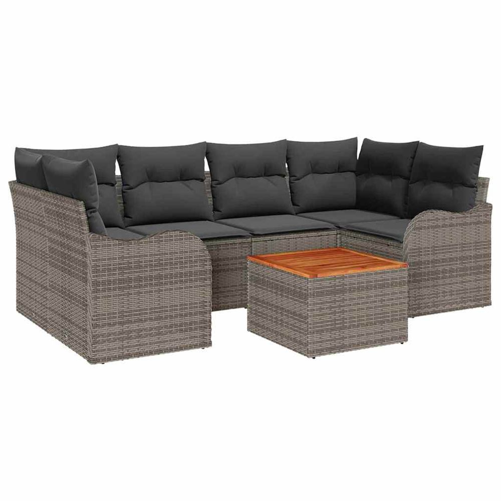 Ensemble de canapé de jardin 7 pc gris polyrotin