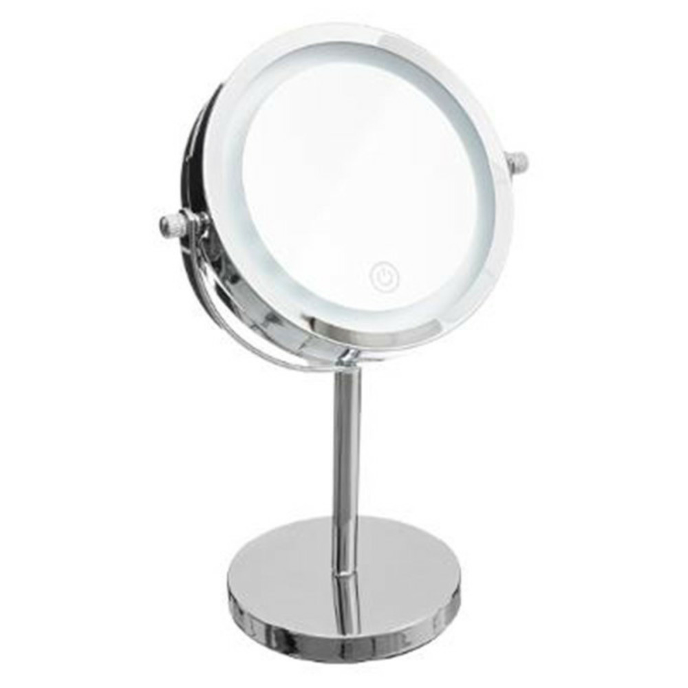 Miroir pivotant rond sur pied led 29cm argent