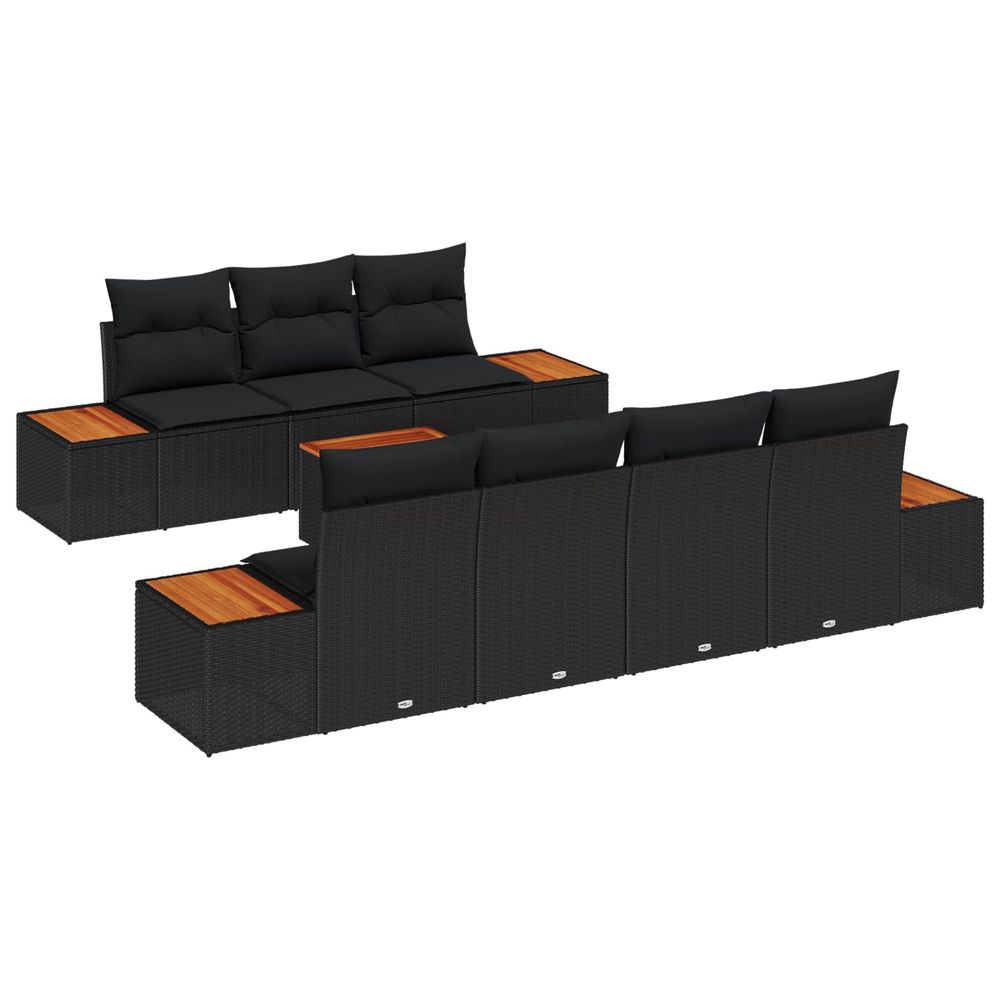 Ensemble de canapé de jardin 8 pc noir poly rotin
