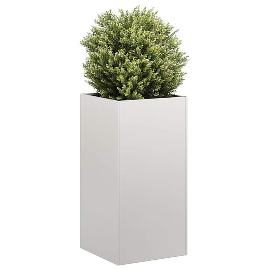 Jardinière haute acier inoxydable pour terrasse bac à fleurs carré design 40x40x80 cm