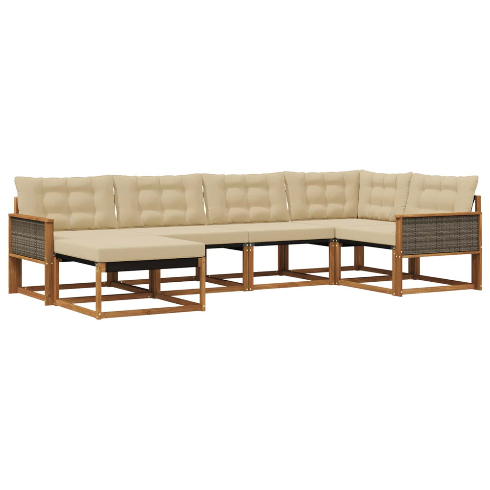 Ensemble de canapés d'extérieur 6 pcs naturel et beige