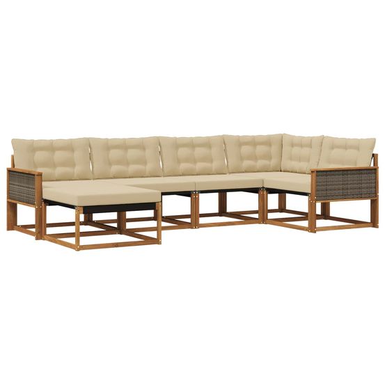 Ensemble de canapés d'extérieur 6 pc naturel et beige