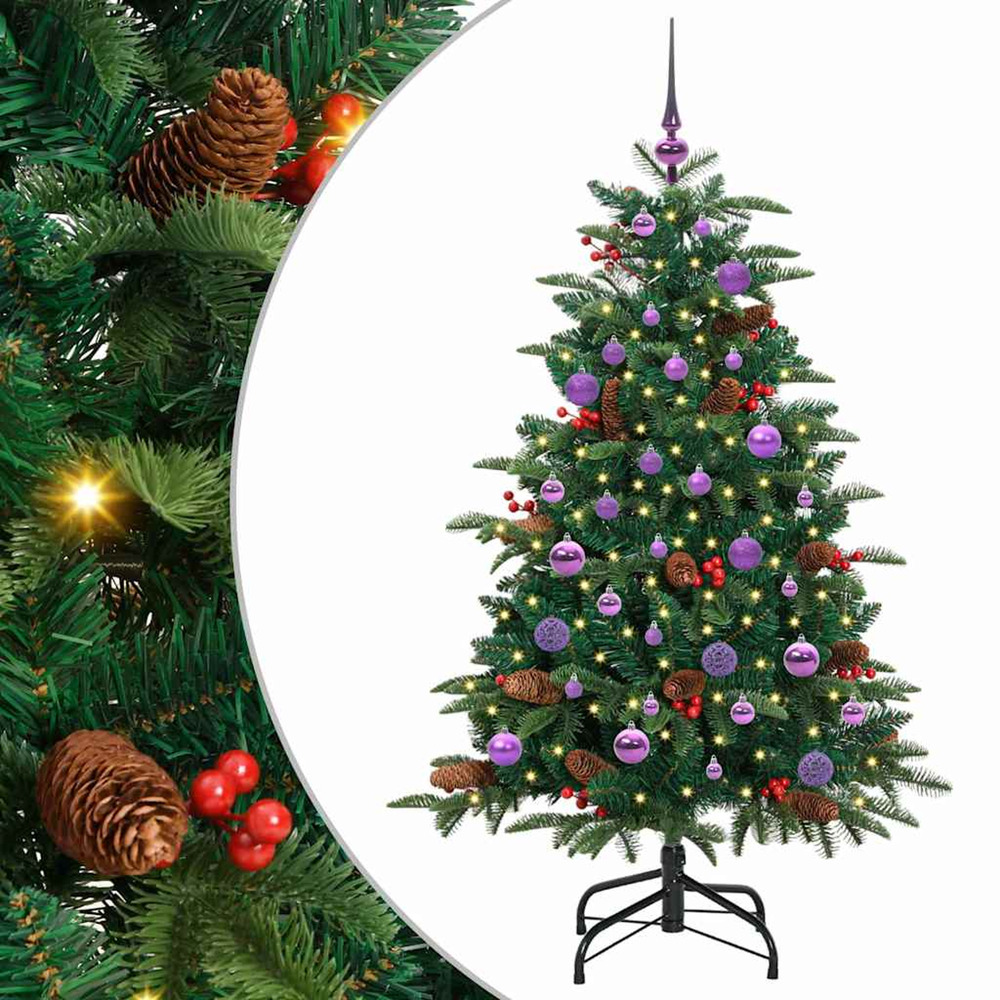 Sapin de noël artificiel vert 150 cm pvc, métal et plastique