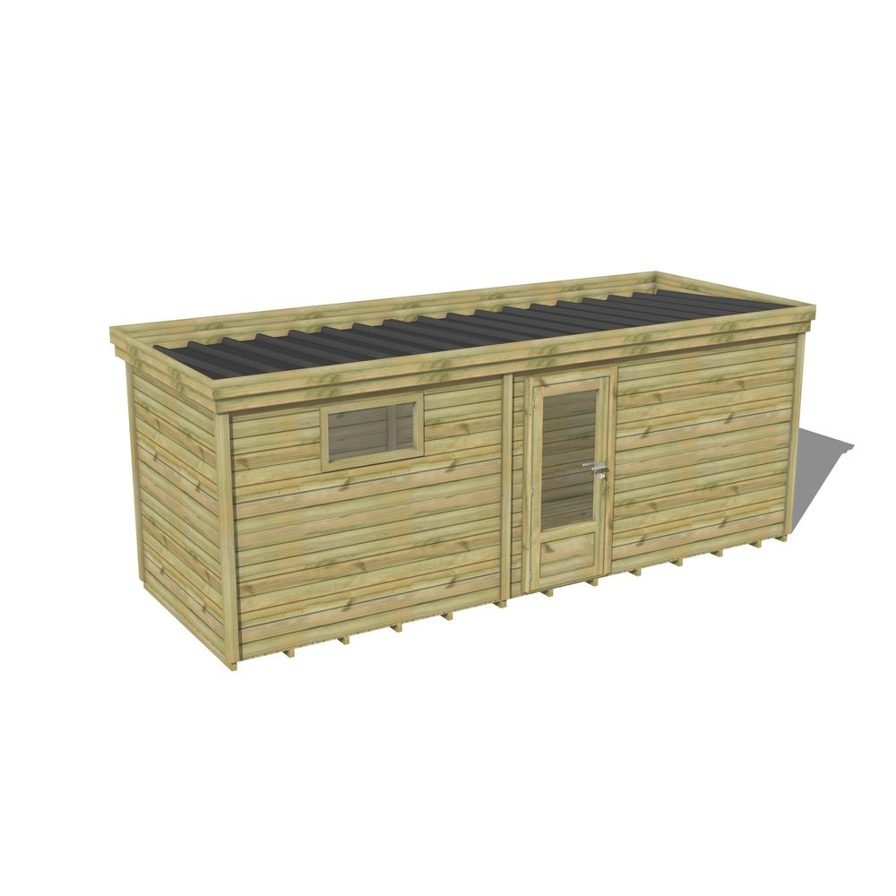 Abri de jardin bois pin traité autoclave 27mm - 5,995x2,14m / 13m2 - bac acier - plancher bois
