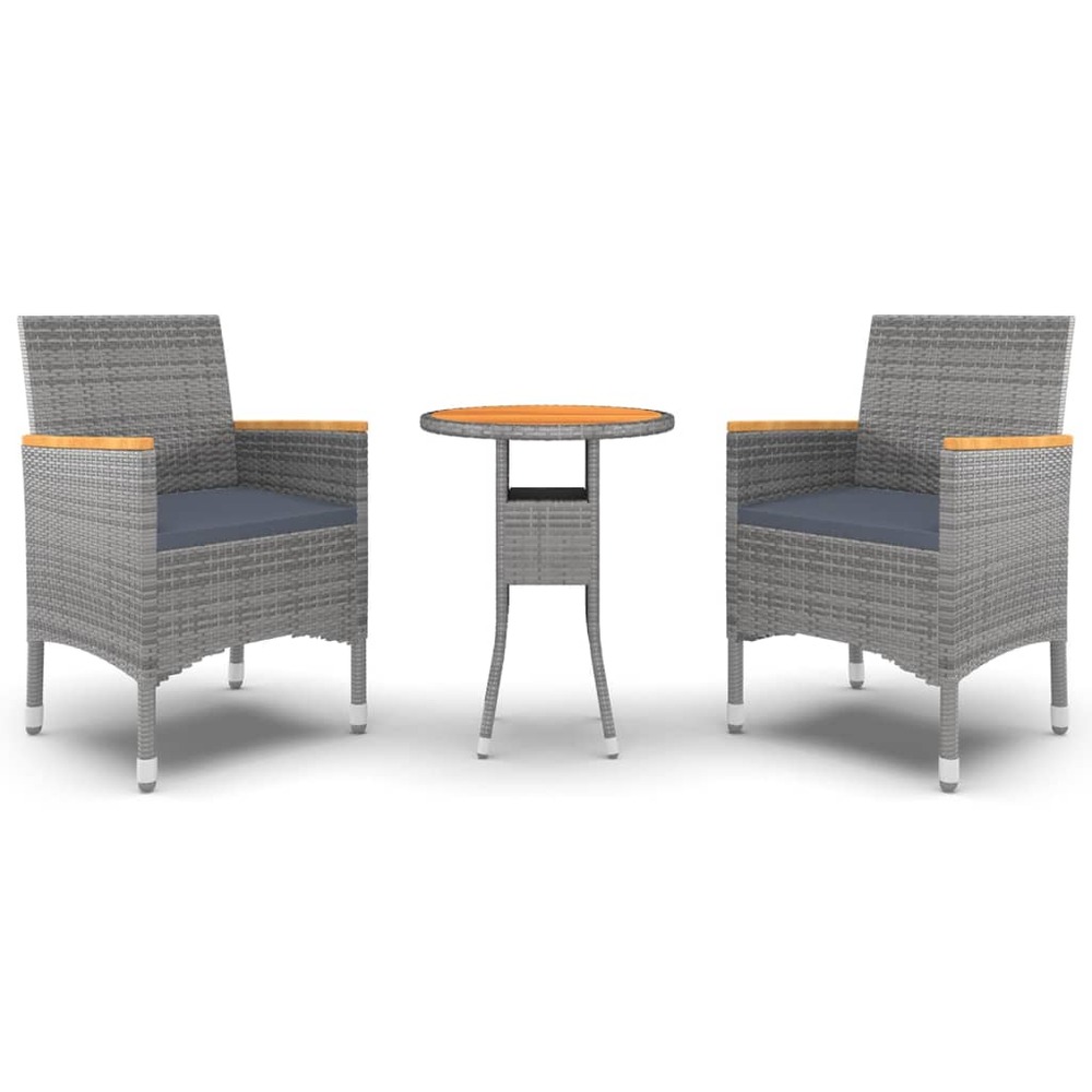 Ensemble à manger de jardin 3 pcs résine tressée gris