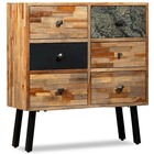 Buffet bahut armoire console meuble de rangement latérale avec 6 tiroirs teck massif de récupération marron