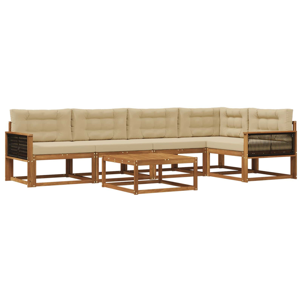 Ensemble de canapés d'extérieur 6 pcs naturel et beige