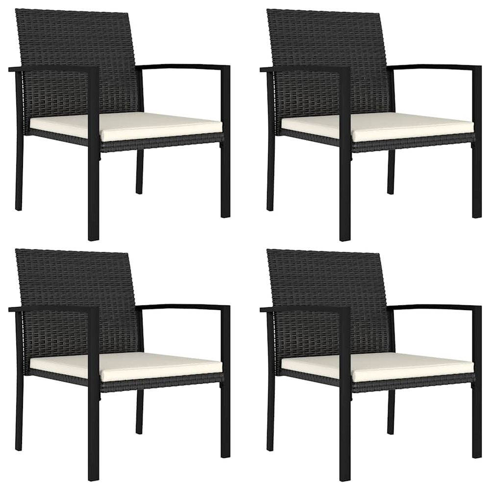Chaises à manger de jardin lot de 4 résine tressée noir