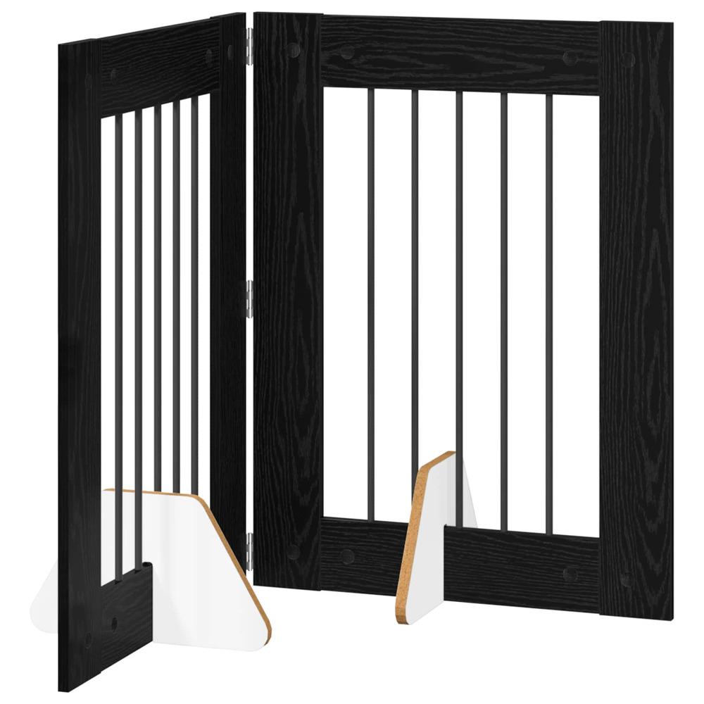Porte de chien pliable avec supports 2 pcs chêne noir 120,5 cm