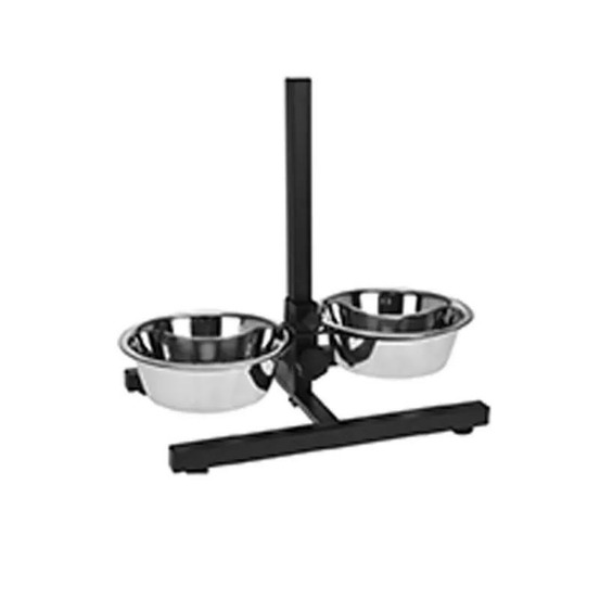 Mangeoire chien sur pied réglable + 2 gamelles ø de 19 cm