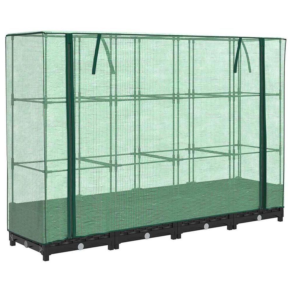 Lit surélevé avec housse de serre aspect rotin 160 x 40 x 123 cm