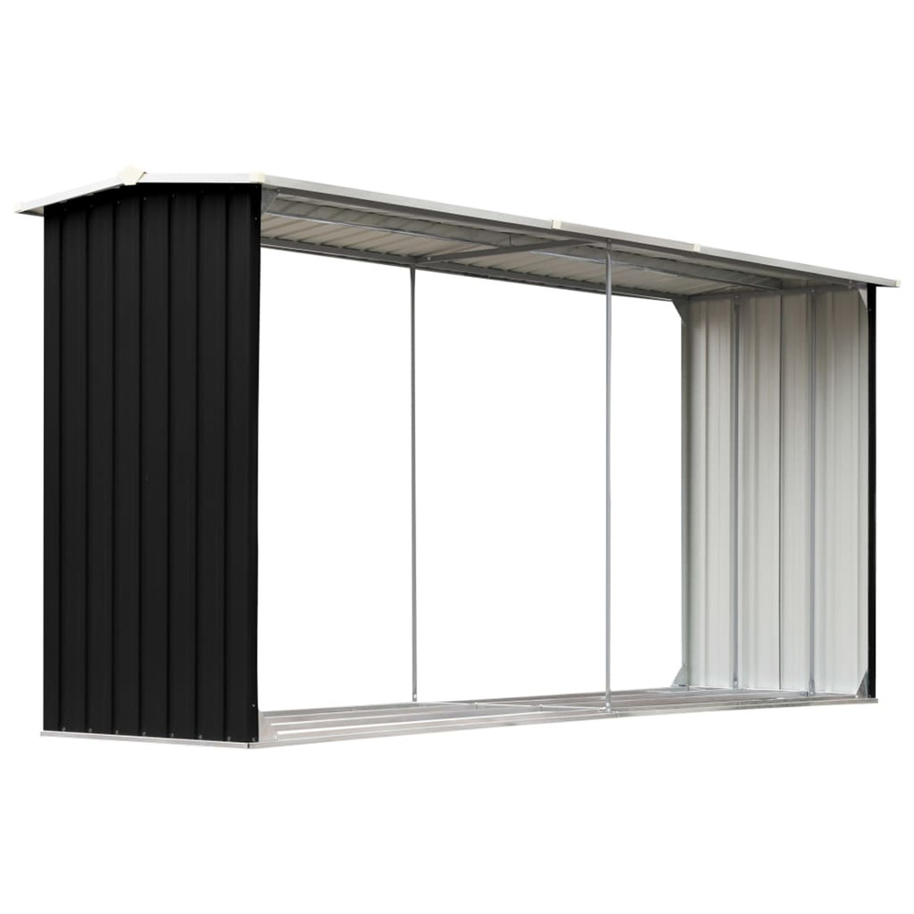 Abri de stockage à bois acier galvanisé 330x92x153cm anthracite