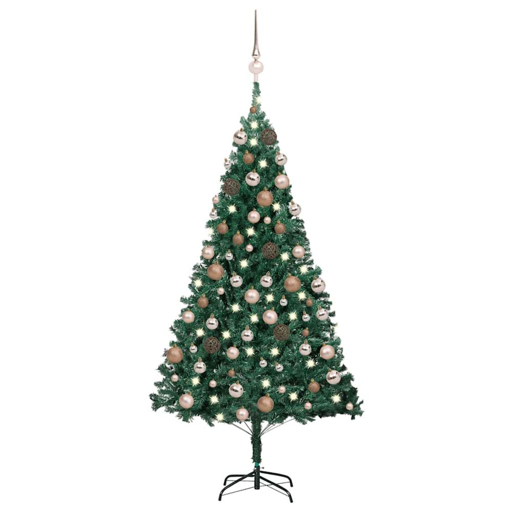 Arbre de noël artificiel pré-éclairé et boules vert 120 cm pvc