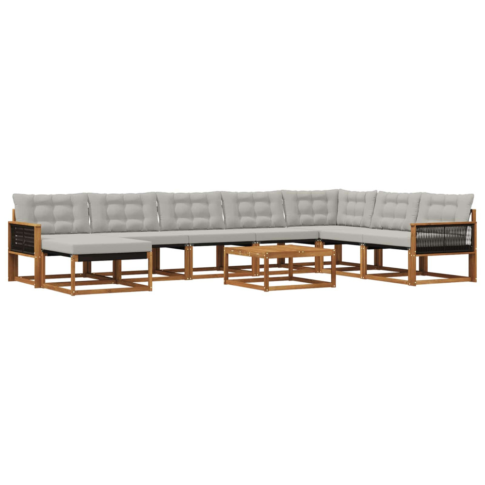 Ensemble de canapés d'extérieur 9 pcs naturel et gris clair