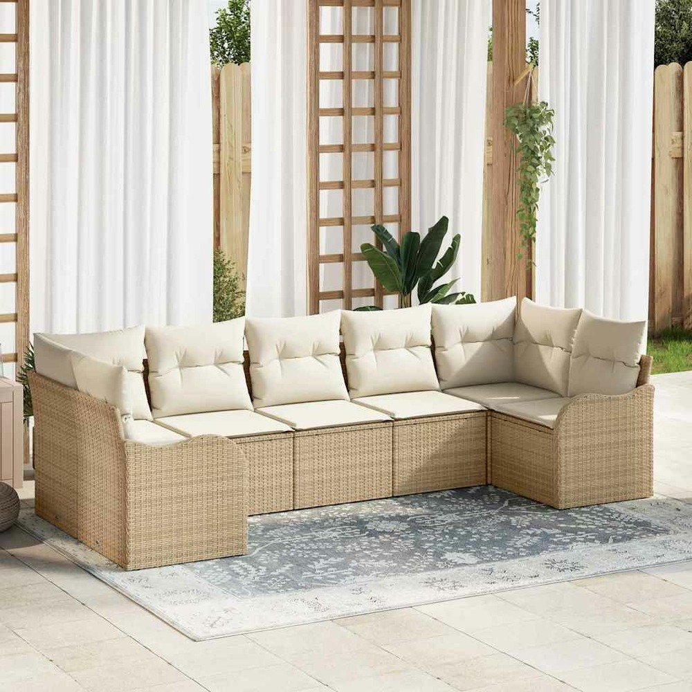 Ensemble de canapé de jardin beige polyrotin