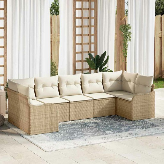 Ensemble de canapé de jardin beige polyrotin