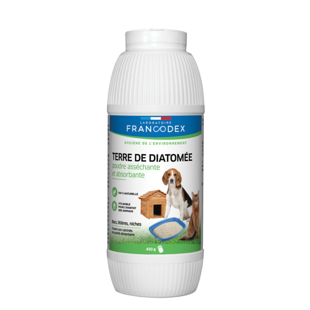 Terre de diatomée 450 g, asséchante, absorbante pour bac à litière, niche c
