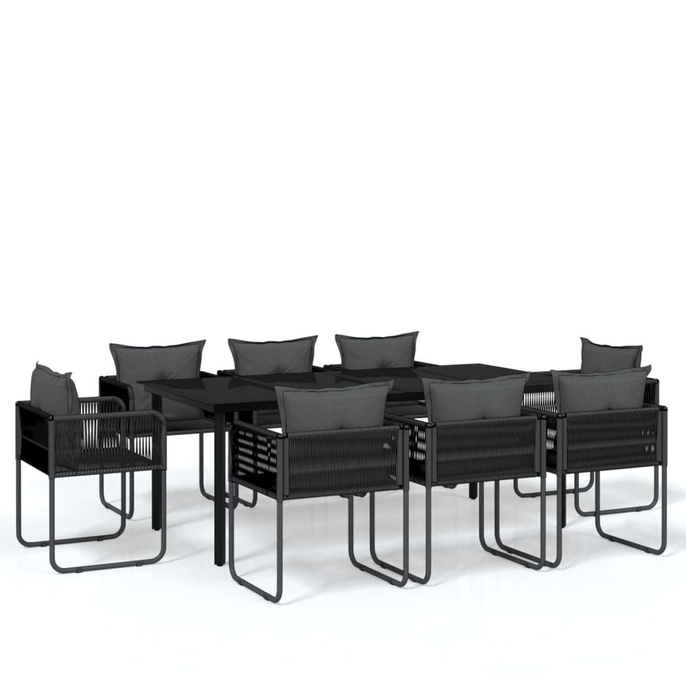 Ensemble à manger de jardin 9 pcs noir
