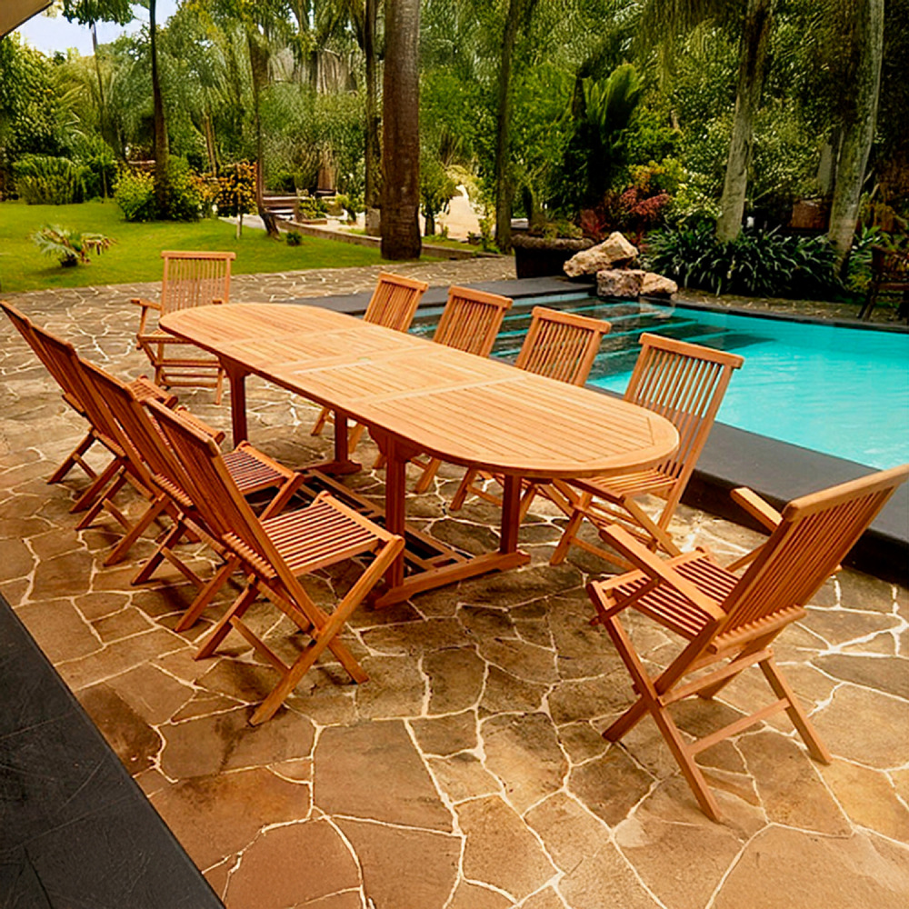 Table ovale 120 cm + 8 chaises + 2 fauteuils ambre