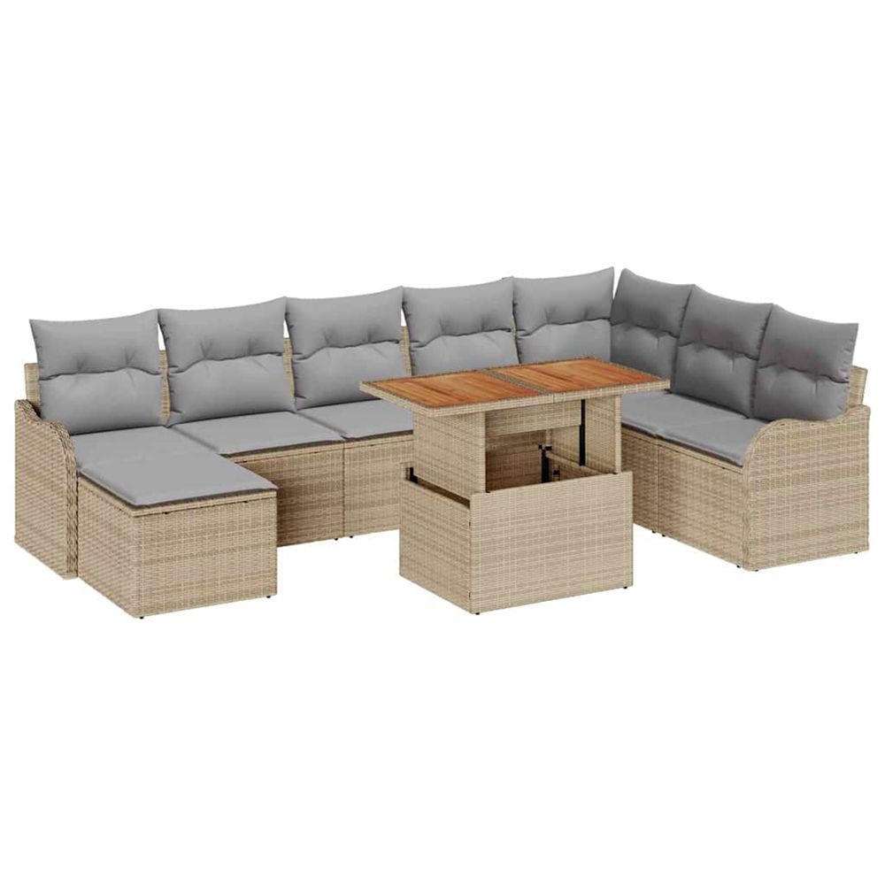 Ensemble de canapé de jardin 9 pc beige et gris clair