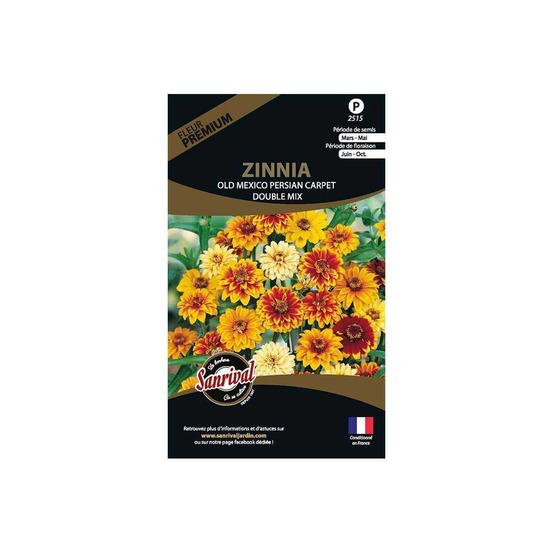 Graines de fleurs premium zinnia old mexico persian carpet double nain