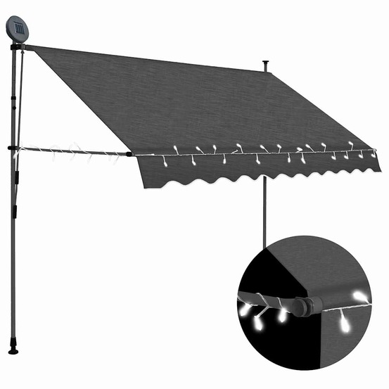 Auvent manuel rétractable avec led 300 cm anthracite