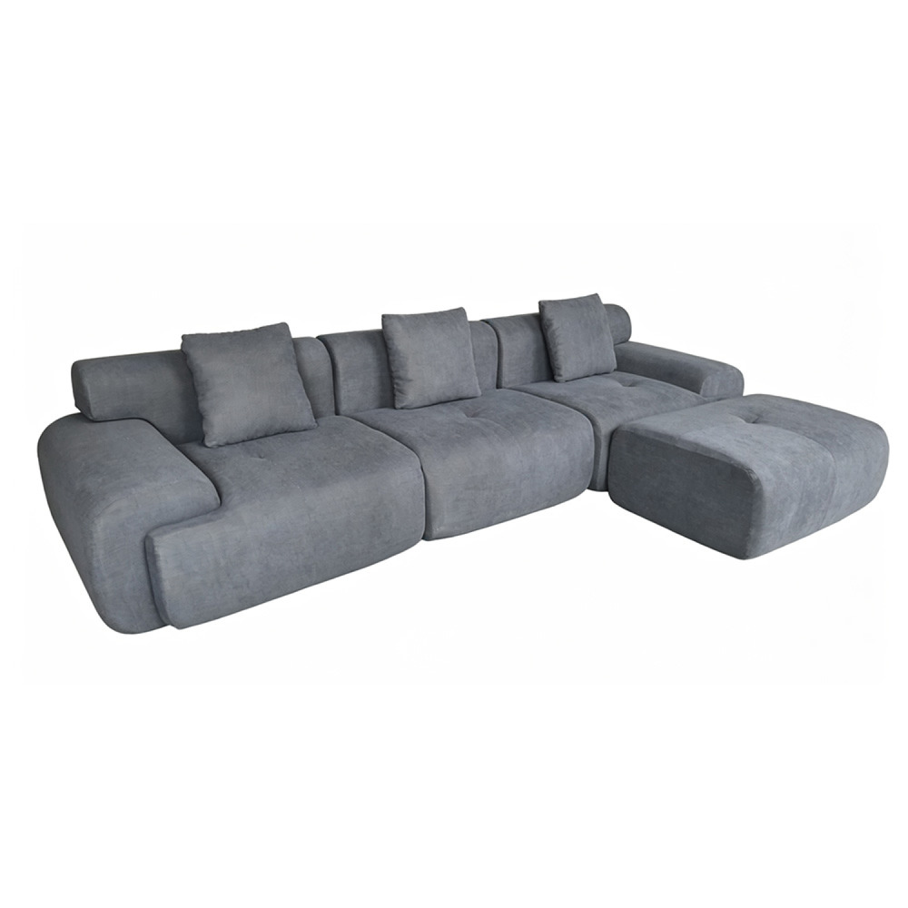 Canapé nuage compressé modulable en tissu chenille gris 4-5 places sheffield