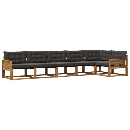 Ensemble de canapés d'extérieur 6 pc naturel et noir