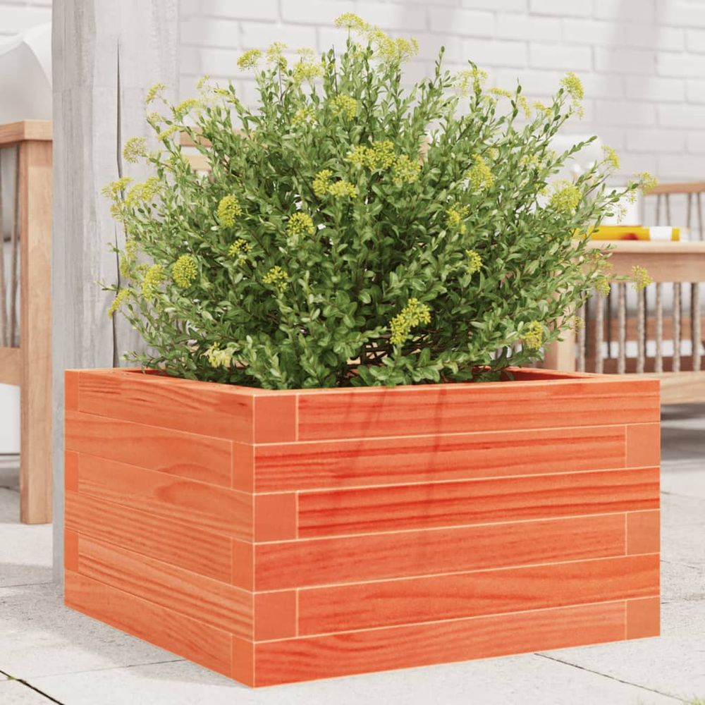 Jardinière carrée en pin massif pour potager jardin terrasse 40x40cm brun