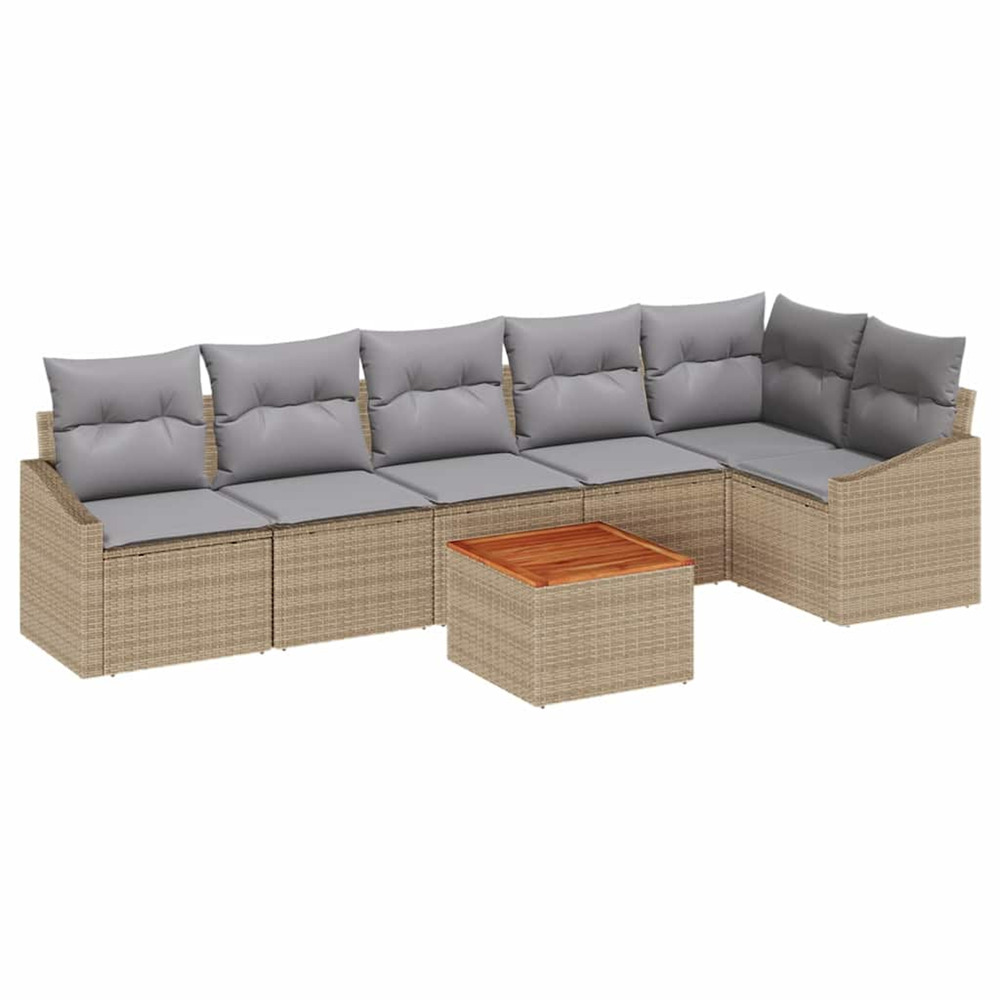 Ensemble de canapé de jardin 7 pcs beige et gris clair