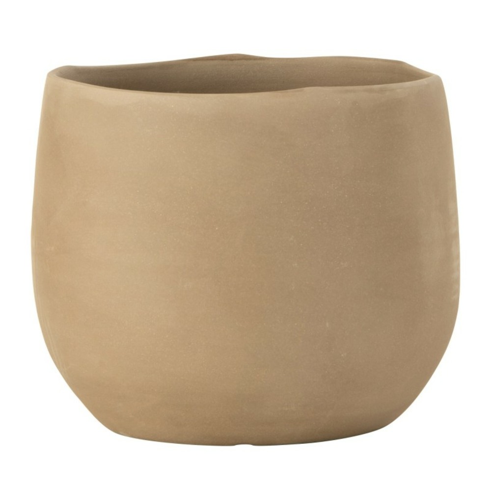 Cache-pot en céramique beige 18x18x15 cm