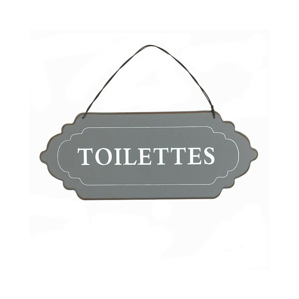 Plaque de porte décorative vintage de toilettes en métal gris 25x11cm