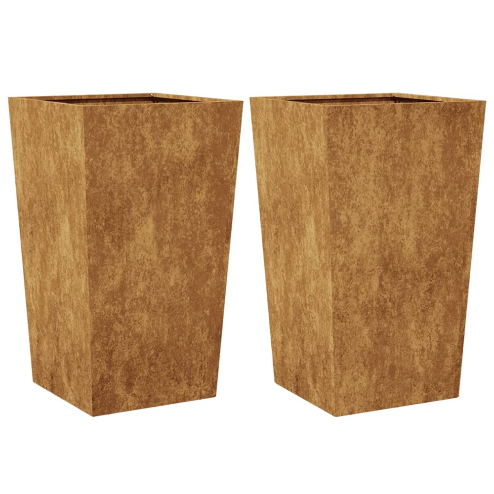Jardinière d'extérieurs 2 pcs 45x45x75 cm acier résistant aux intempéries