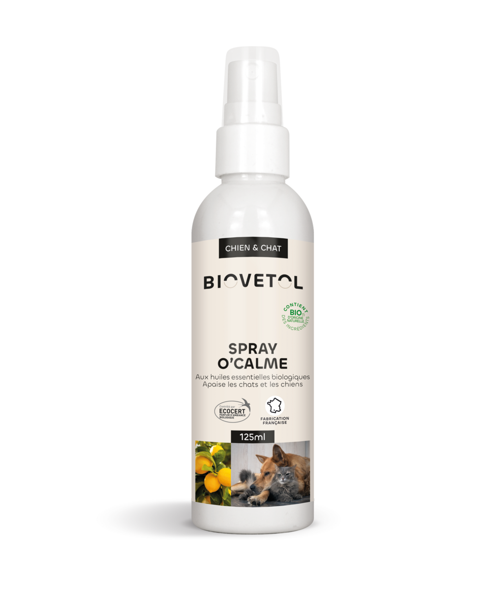 Spray d'ambiance apaisant - bio certifié ecocert - pour chiens et chats - 125ml