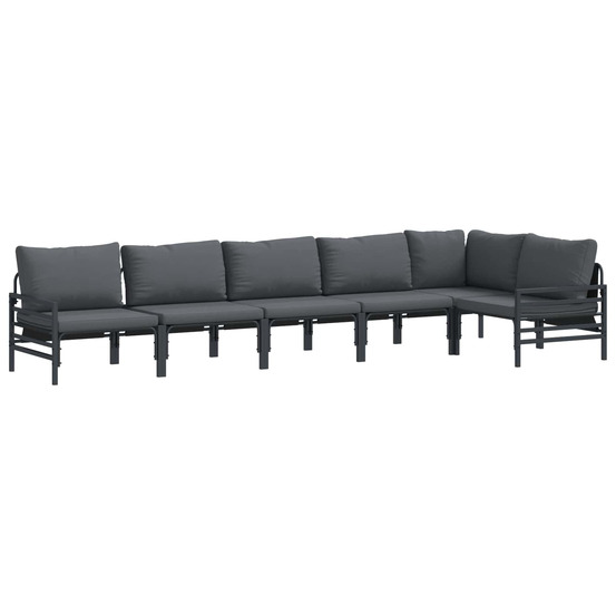 Ensemble de canapé de jardin avec coussin 6 pcs noir acier