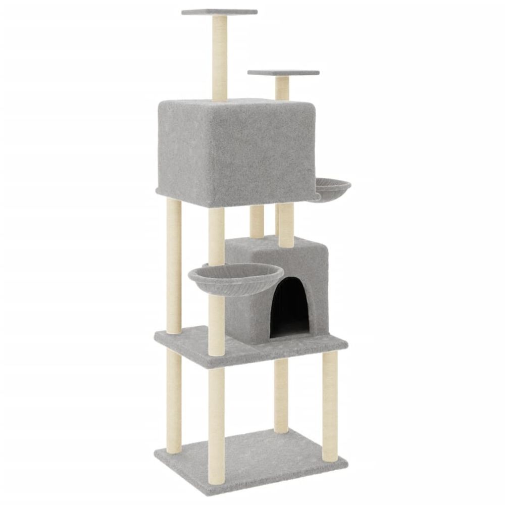 Arbre à chat avec griffoirs en sisal gris clair 180 cm