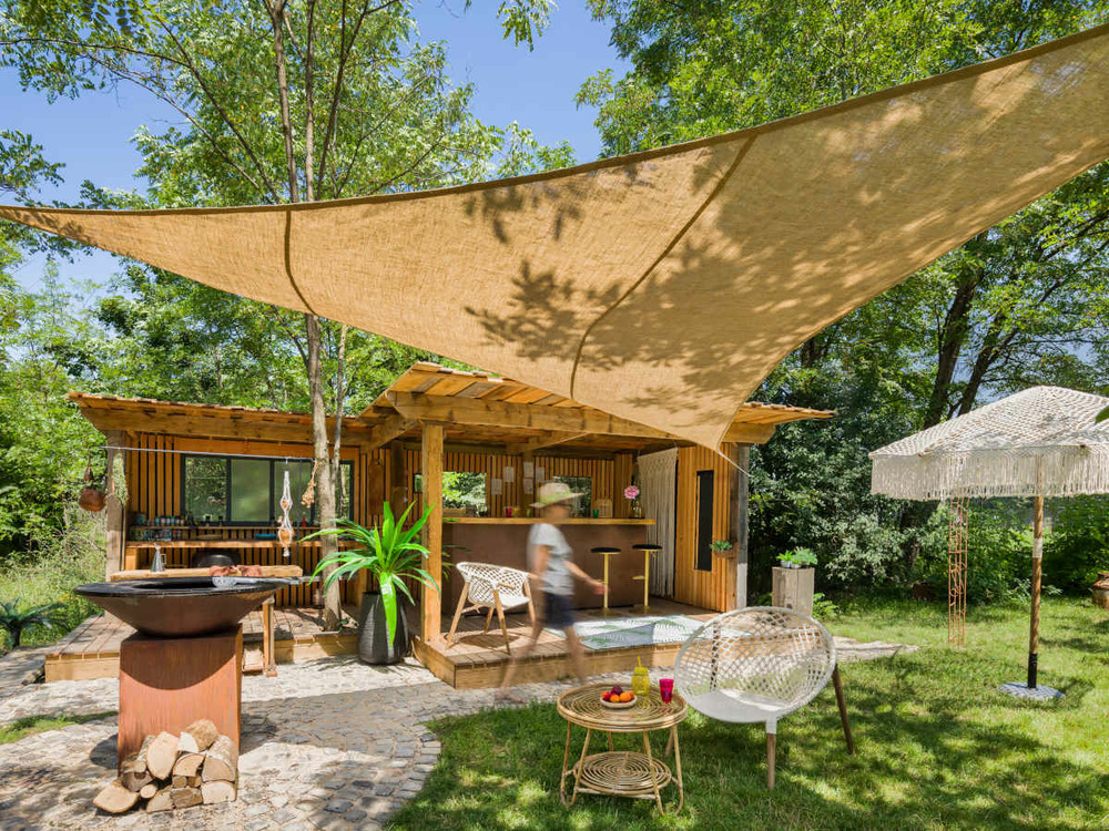 Voile d'ombrage naturelle jute triangulaire 3 m