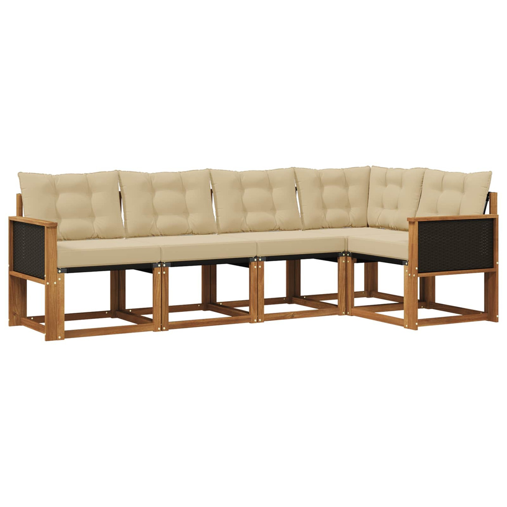 Ensemble de canapés d'extérieur 5 pcs naturel et beige