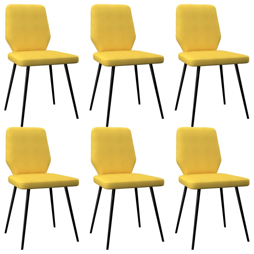 Chaises de salle à manger 6 pcs jaune tissu