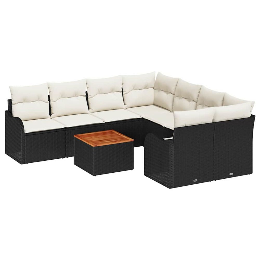 Ensemble de canapé de jardin 9 pc noir polyrotin